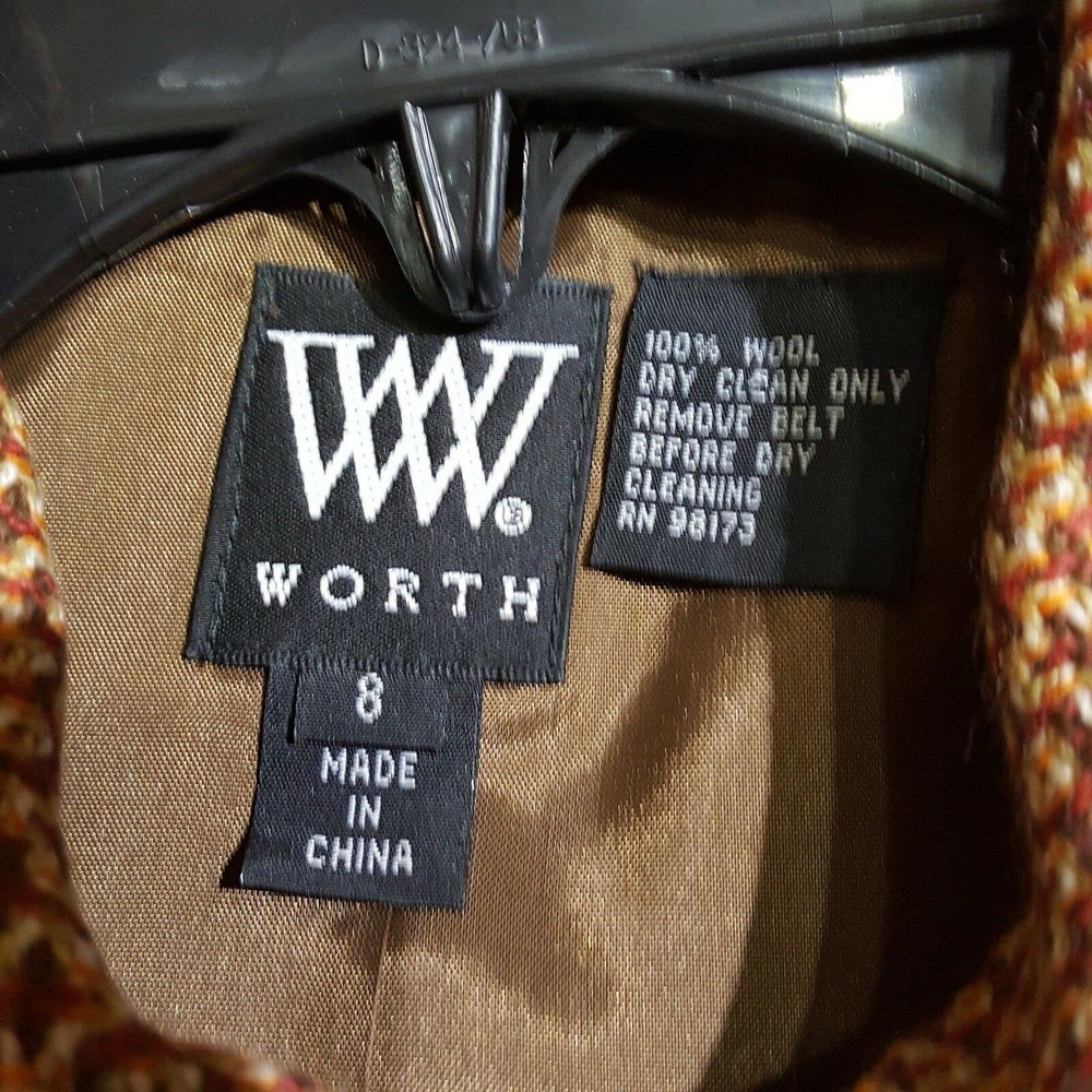 Worth Zipper Front Blazer 8 Wool Brown Rust - Picture 8 of 8